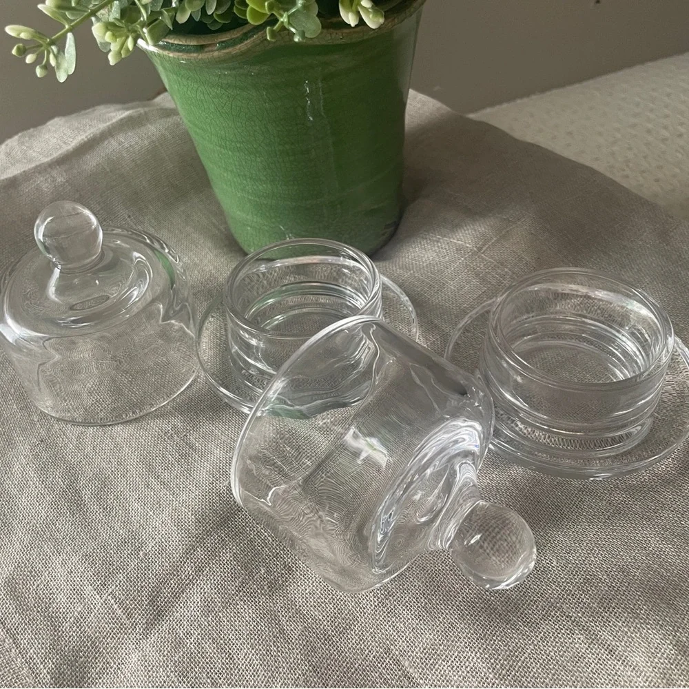 Individual Glass Butter Pat Covered Dish Cloche Single Serve Set of 2 - Picture 3 of 4